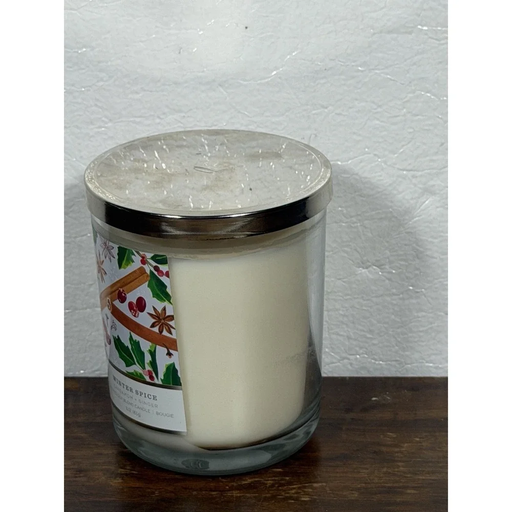NEW Hallmark WINTER SPICE 3 WICK CANDLE Cardamom & Ginger SCENTED SOY BLEND 16oz